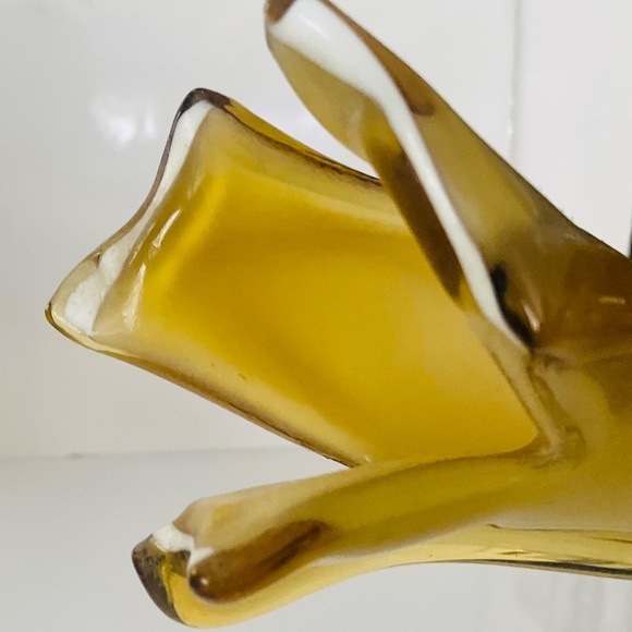 VINTAGE MCM BUTTERSCOTCH STRETCH VASE ITALIAN HANDBLOWN GLASS THICK SWUNG GLASS - Picture 11 of 11